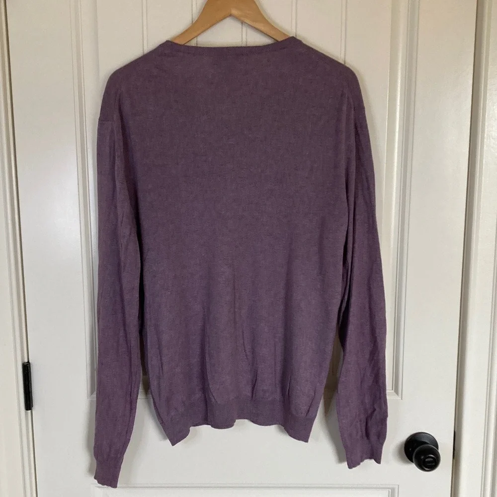 Banana Republic Mens Purple V Neck Pullover Silk Cotton Cashmere Sweater‎ Size L